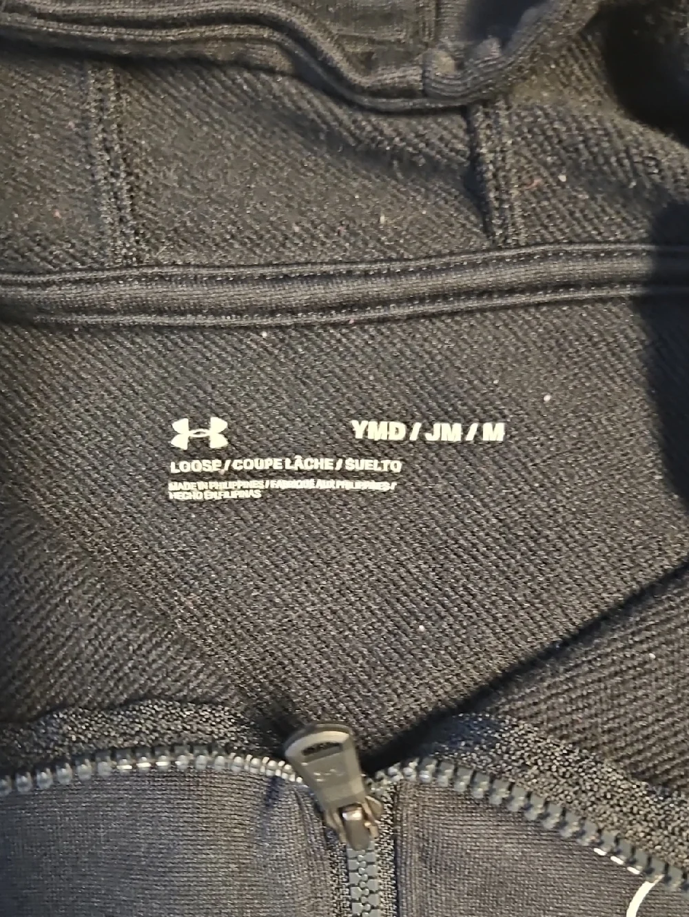 Under Armour Black Kids Zip-Up Hoodie with White Logo Medium
